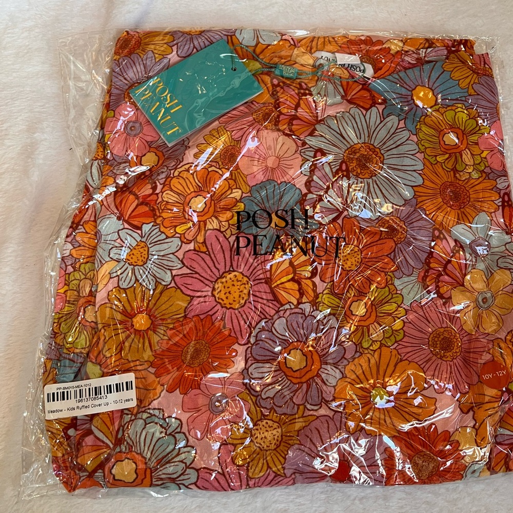 Posh Peanut Meadow kids girls 10-12 swim cover up new! floral bright print - Picture 3 of 4